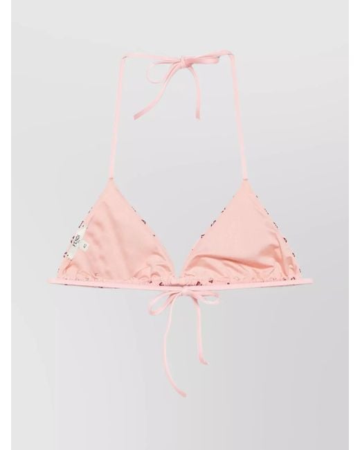 Fendi Pink Logo-Print Triangle Halterneck Bikini Top