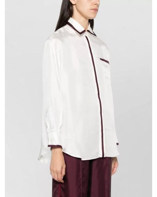 F.R.S For Restless Sleepers White Silk Shirt Spread Collar Chest Pocket