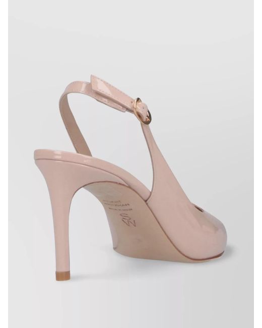 Stuart Weitzman Pink Pointed Toe Patent Finish Buckle Detail Pumps
