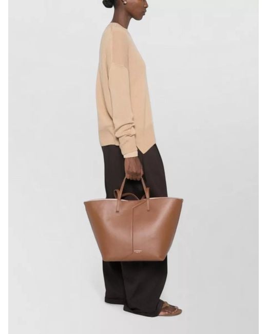 Emporio Armani Brown Leather Tote Bag Medium Size Everyday