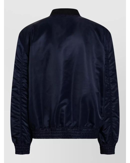 Valentino Blue Lightweight Jacket Elastic Cuffs Ribbed Collar for men