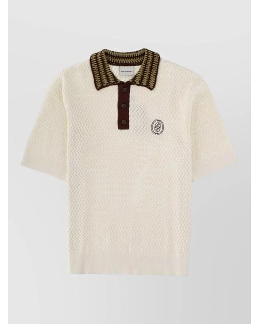 Drole de Monsieur Natural Open-Knit Cotton Polo Sweater for men