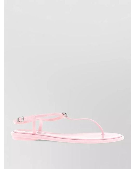 Mach & Mach Pink Bow Strap Flat Sandals Open Toe