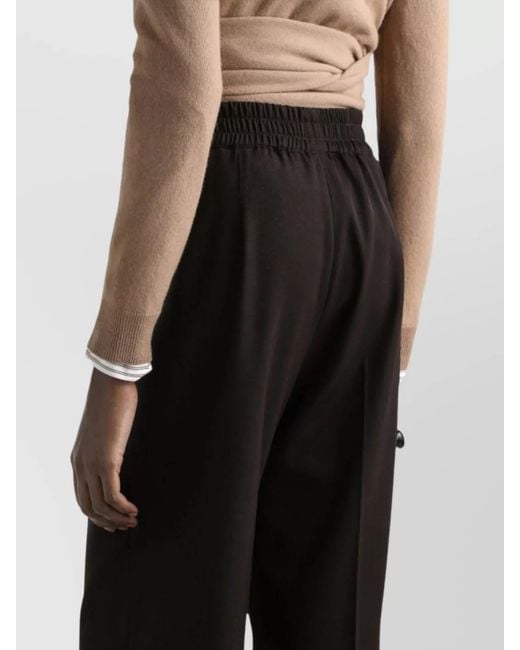 Dolce & Gabbana Black Virgin Wool Ribbed Wide-Leg Trousers