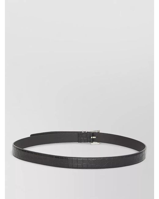 Saint Laurent Gray Crocodile-Embossed Leather Belt for men