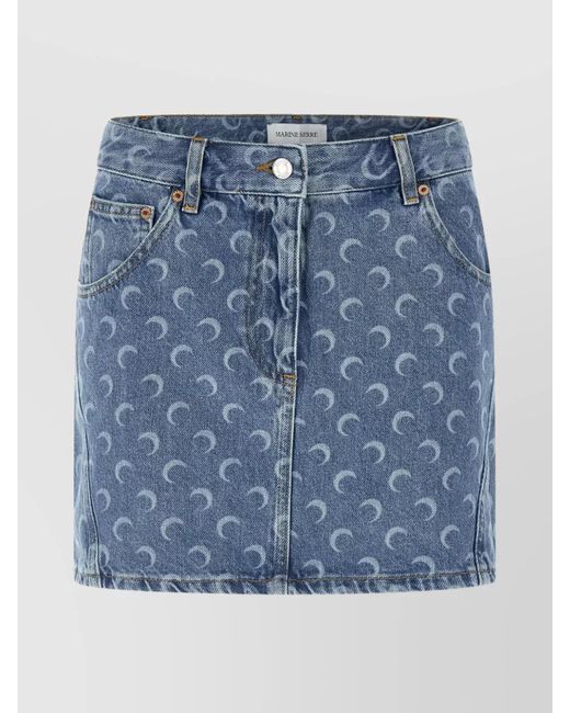 MARINE SERRE Blue Denim Mini Skirt