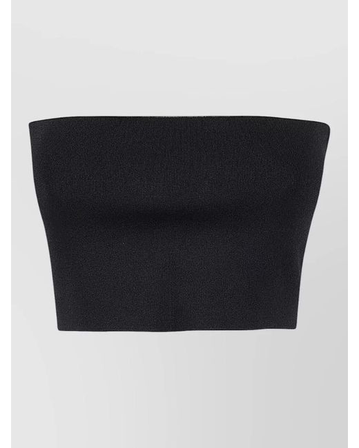 Liviana Conti Black Viscose Bandeau Top Cropped Strapless Ribbed