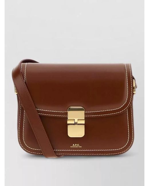 A.P.C. Brown Leather Grace Small Crossbody Bag