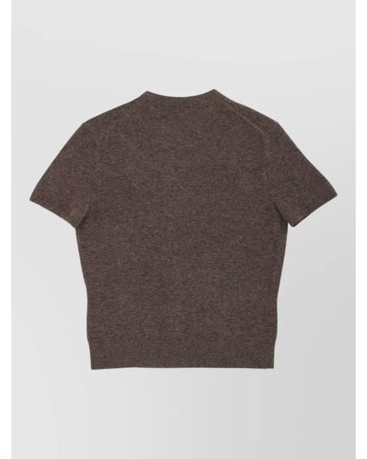 Alexander Wang Gray Knit Logo Crew Neck Short Sleeve Top