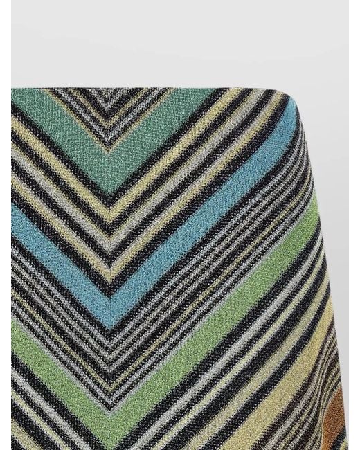 Missoni Gray Chevron Pattern Textured Fabric Midi Skirt