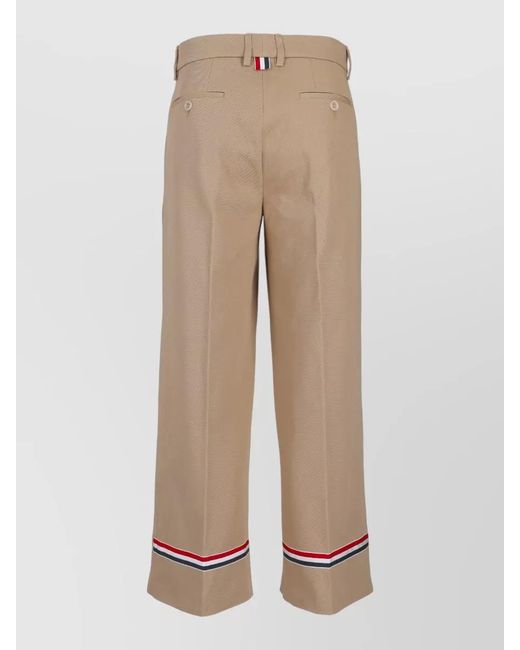 Thom Browne Natural Cotton Gabardine Chinos Belt Loops Detail