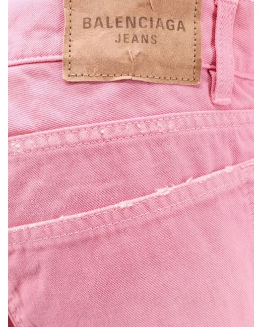 Balenciaga Pink Loose Fit Trousers With Distressed Accents