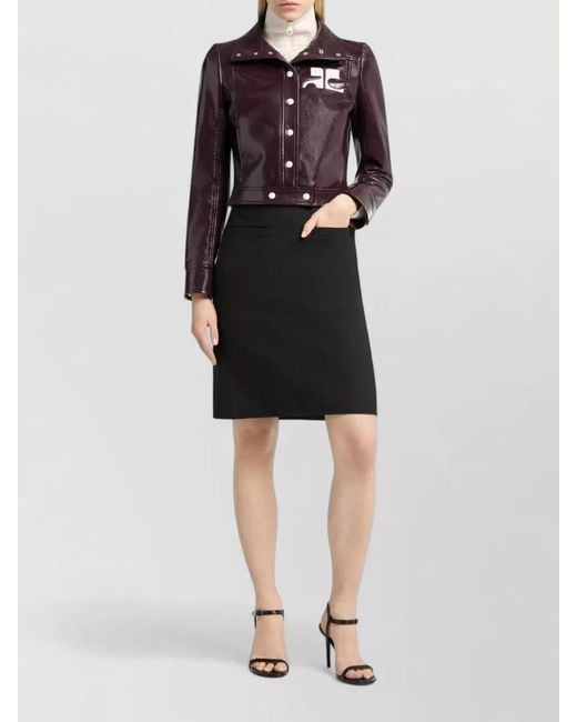 Courreges Brown Vinyl Cropped High-Collar Jacket