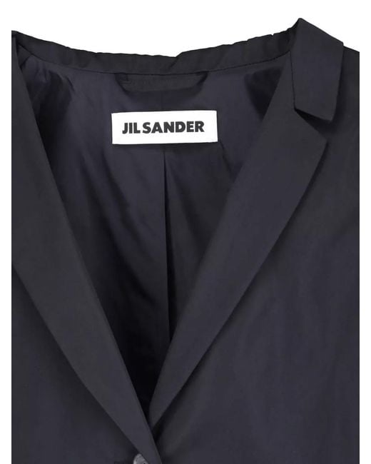 Jil Sander Blue Long Sleeve Coat Notched Lapel Back Vent