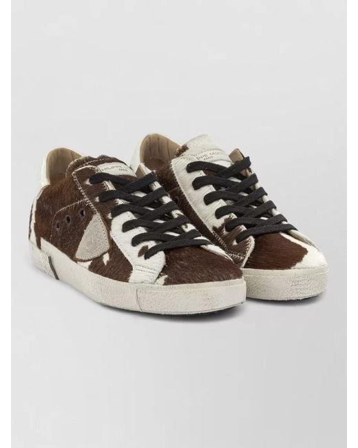 Philippe Model Brown Lace Up Low Top Sneakers Rubber Sole