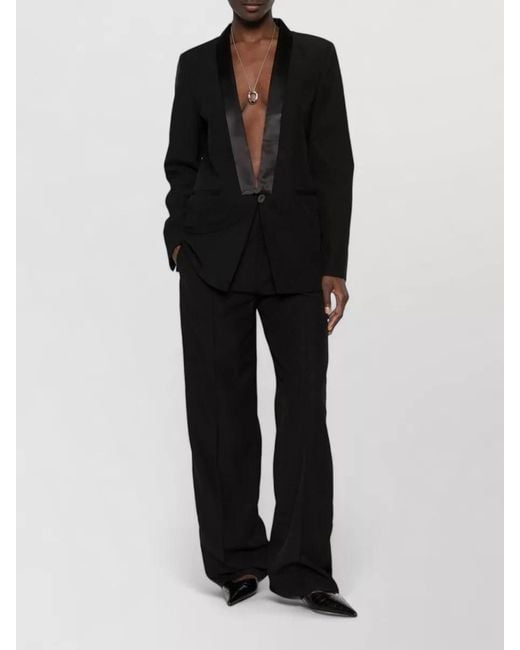 Forte_forte Black Wool Blend Tuxedo Jacket Dotted Pattern