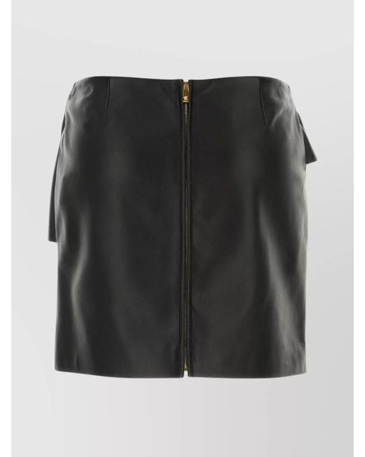Versace Black Leather Knotted Mini Skirt