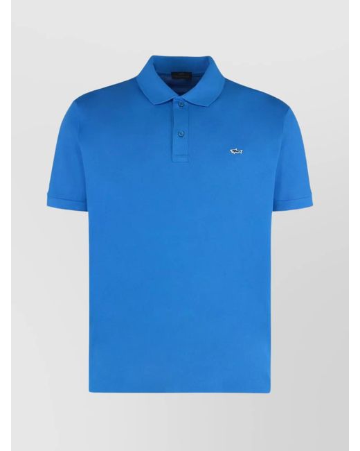 Paul & Shark Blue Cotton Piqué Short-Sleeve Polo Shirt for men