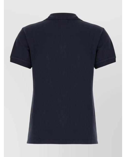 Maison Kitsuné Blue Piquet Polo Shirt Short Sleeves Ribbed Collar