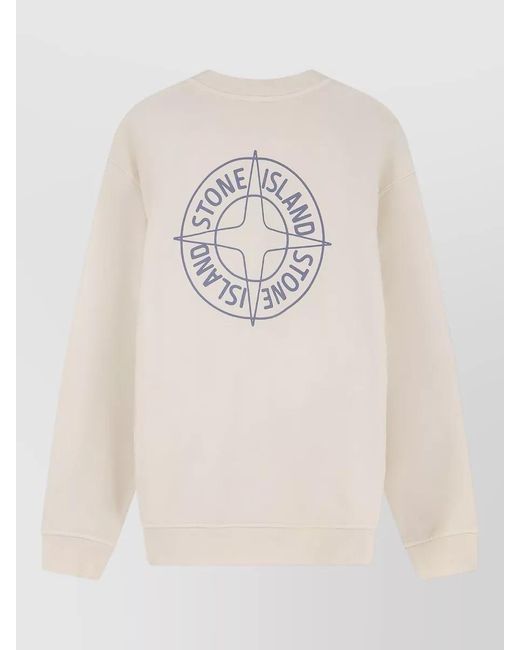 Stone Island Natural Cotton Crewneck Sweatshirt Long Sleeve Cuffs for men