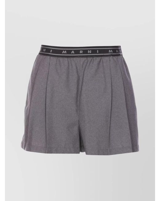 Marni Gray Pleated Tailored Shorts