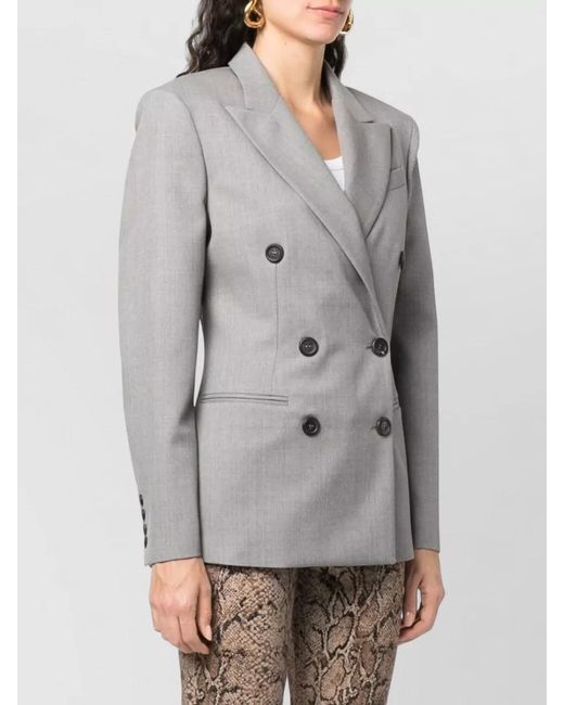 ARMARIUM Gray Double Breasted Virgin Wool Tailored Jacket