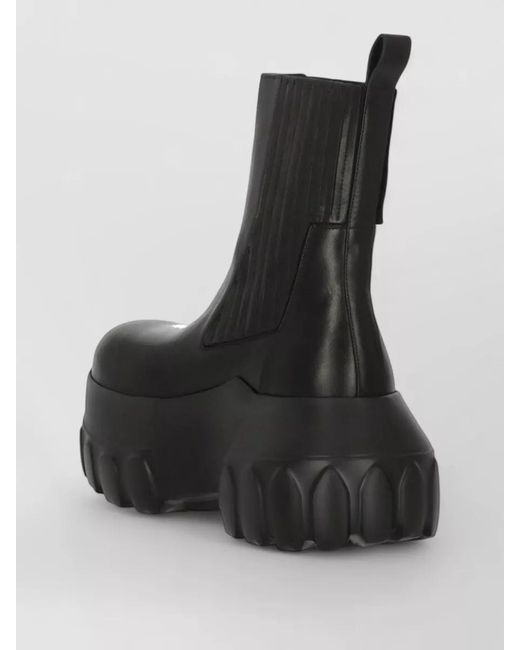 Rick Owens Black Leather Ankle Boots Chunky Sole Platform for men