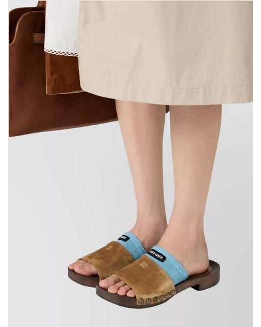 Miu Miu Multicolor Suede Leather Clogs