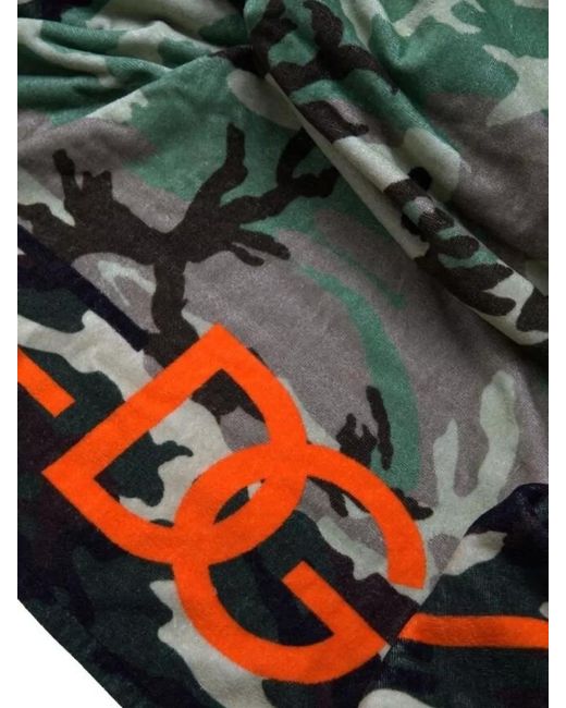 Dolce & Gabbana Green Printed Cotton Wrap Shawl Scarf for men
