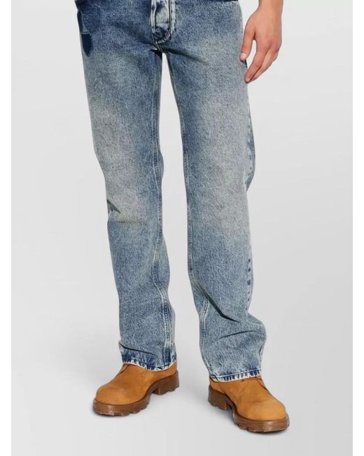DIESEL Blue Straight Leg Denim Jeans Distressed Faded for men