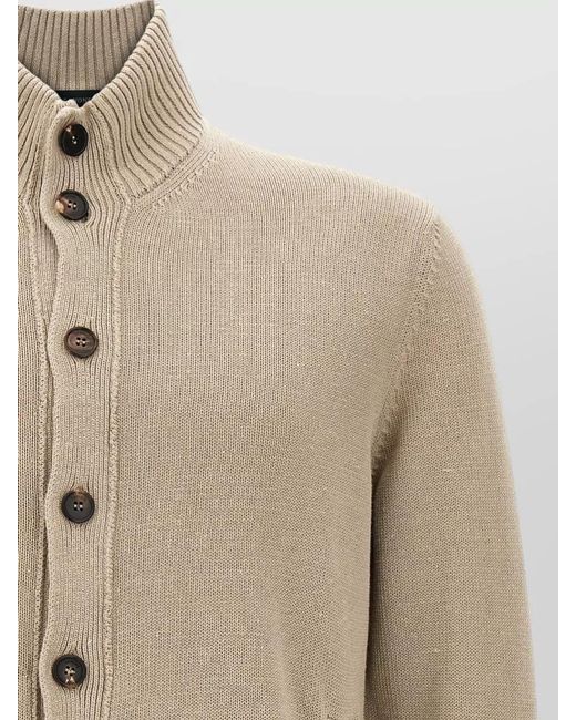 Zanone Natural Chioto Cardigan High Collar Front Pockets for men