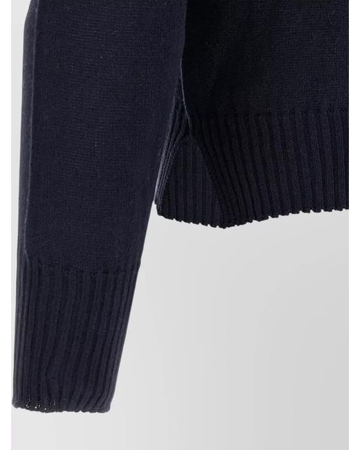 Ma'ry'ya Blue Cashmere Cotton Crew Neck Knit Sweater for men