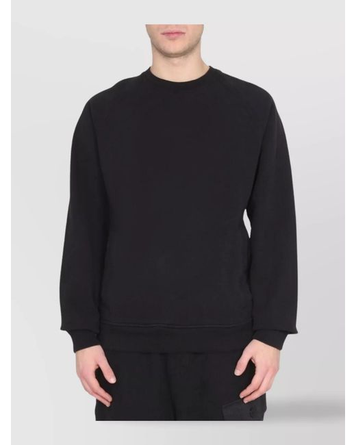 C P Company Blue Raglan Sleeve Crewneck Sweatshirt With Patch Detail for men