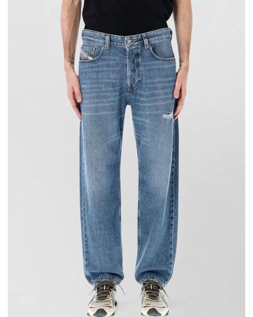 DIESEL Blue Denim Regular-Fit Mid-Rise Tapered Jeans for men