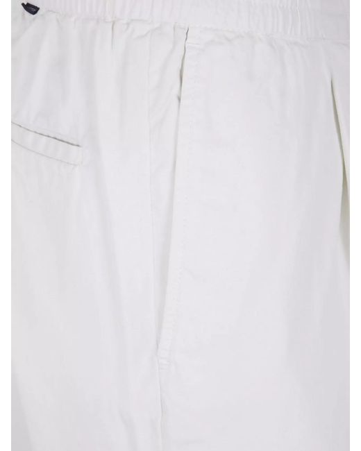 Incotex White Cotton Tapered-Leg Trousers for men