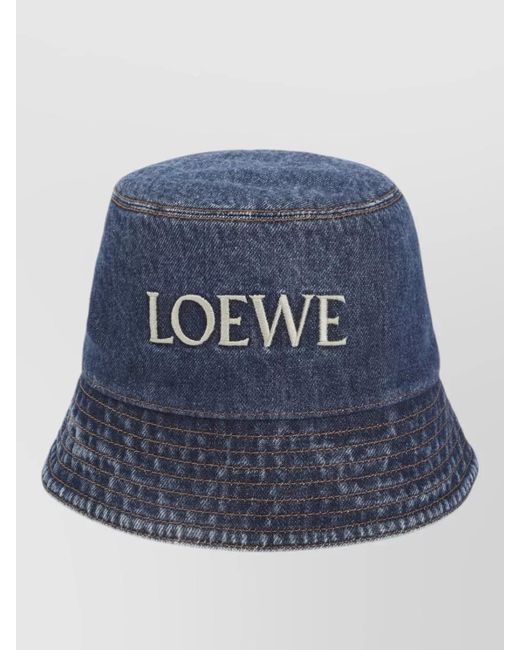 Loewe Blue Denim Bucket Hat Stitched Brim Design