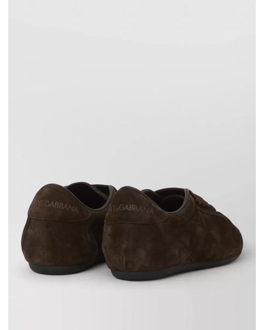 Dolce & Gabbana Brown Low Top Suede Lace Up Sneakers