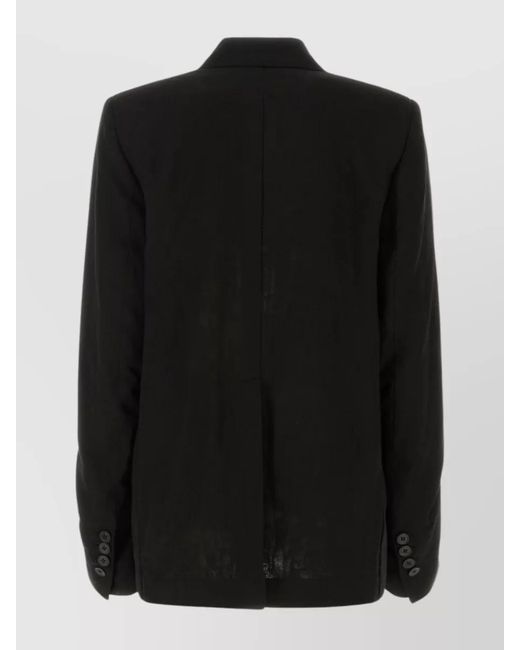 Ann Demeulemeester Black Cotton Single-Breasted Blazer
