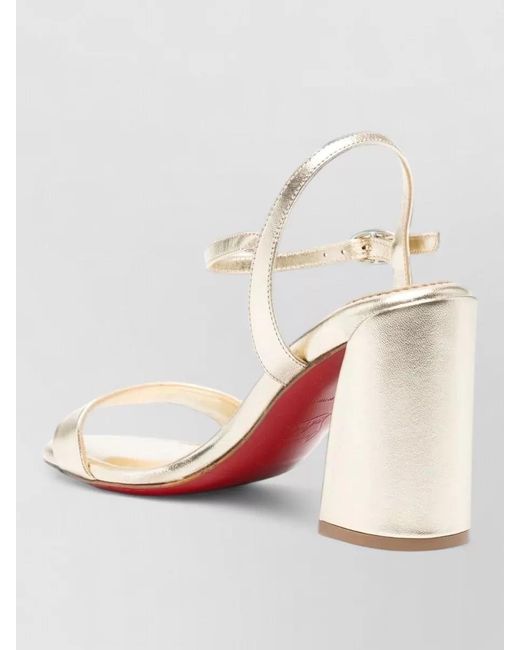 Christian Louboutin Pink Jane Leather Sandals Ankle Strap Block Heel