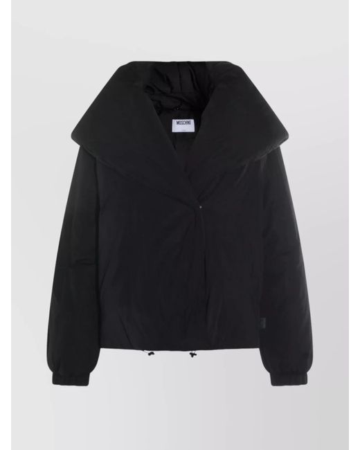 Moschino Black Quilted Down Jacket Wide Collar