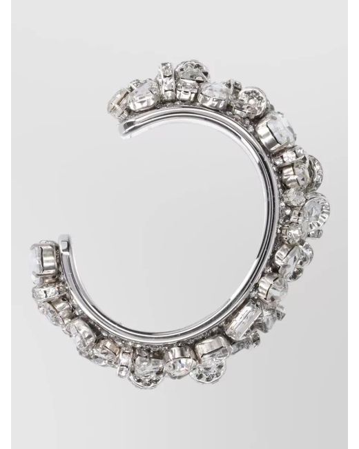 Dries Van Noten Metallic Crystal Cuff Bracelet Open Ended Design