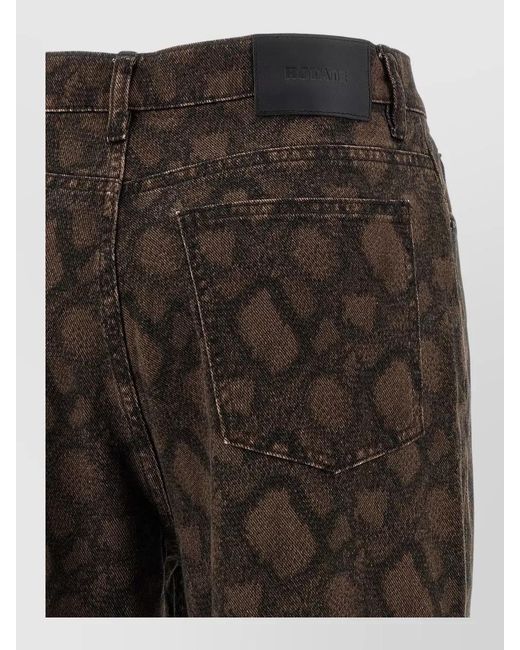 ROTATE BIRGER CHRISTENSEN Brown Animal-Print Denim Straight-Leg Trousers