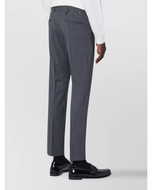 PT Torino Blue Virgin Wool Straight-Leg Tailored Trousers for men