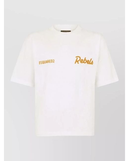 DSquared² White Cotton Relaxed-Fit Logo-Embroidered T-Shirt for men