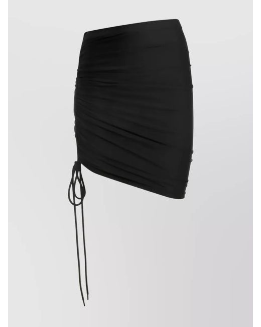 Balenciaga Black Gathered Stretch-Nylon Fitted Skirt