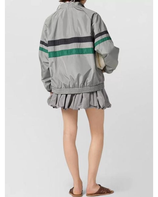Miu Miu Gray Striped Jacket Front Pockets Elasticated Cuffs
