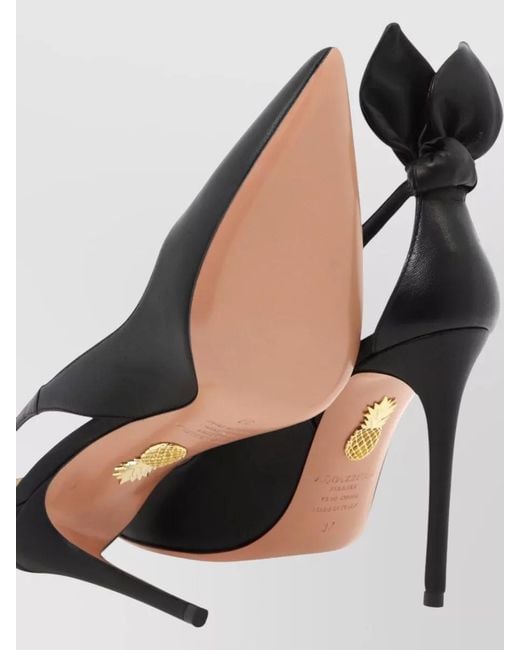 Aquazzura Black Leather Bow Tie Pumps 105 Mm