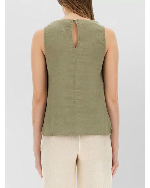 120% Lino Multicolor Linen Scoop Neck Sleeveless Summer Top
