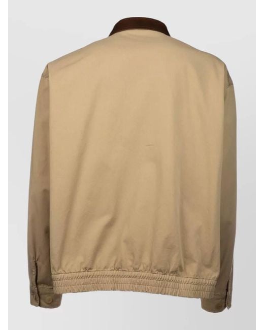 Prada Natural Short Coat Elasticated Hem Contrast Collar for men