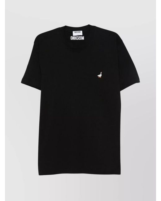Moschino Black Cotton Embroidered Short-Sleeve T-Shirt for men